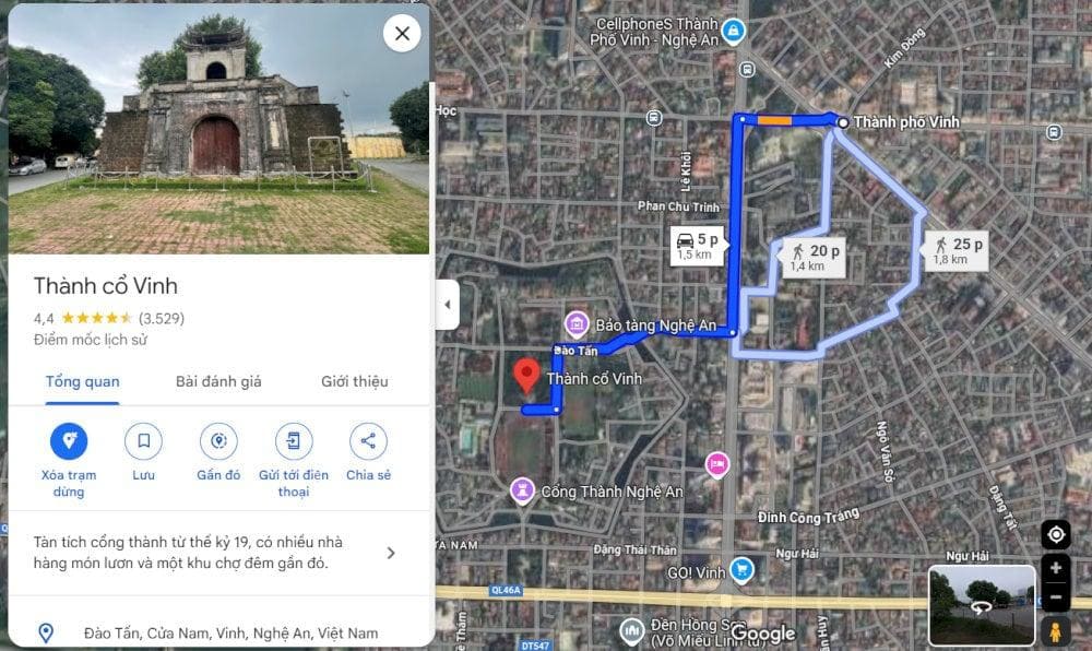 Bạn c&oacute; thể di chuyển dễ d&agrave;ng từ trung t&acirc;m th&agrave;nh phố đến Th&agrave;nh cổ Vinh. (Nguồn: Internet)